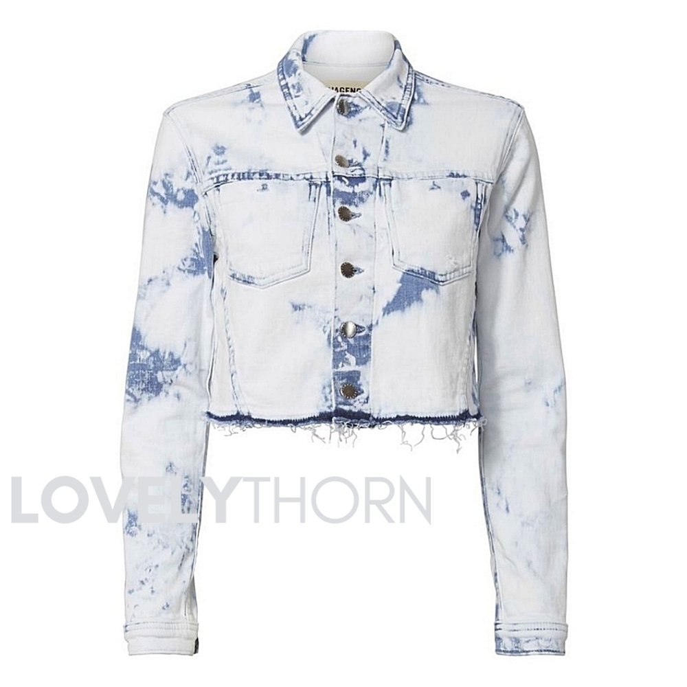 L'AGENCE // zuma bleach splatter distressed crop denim jacket